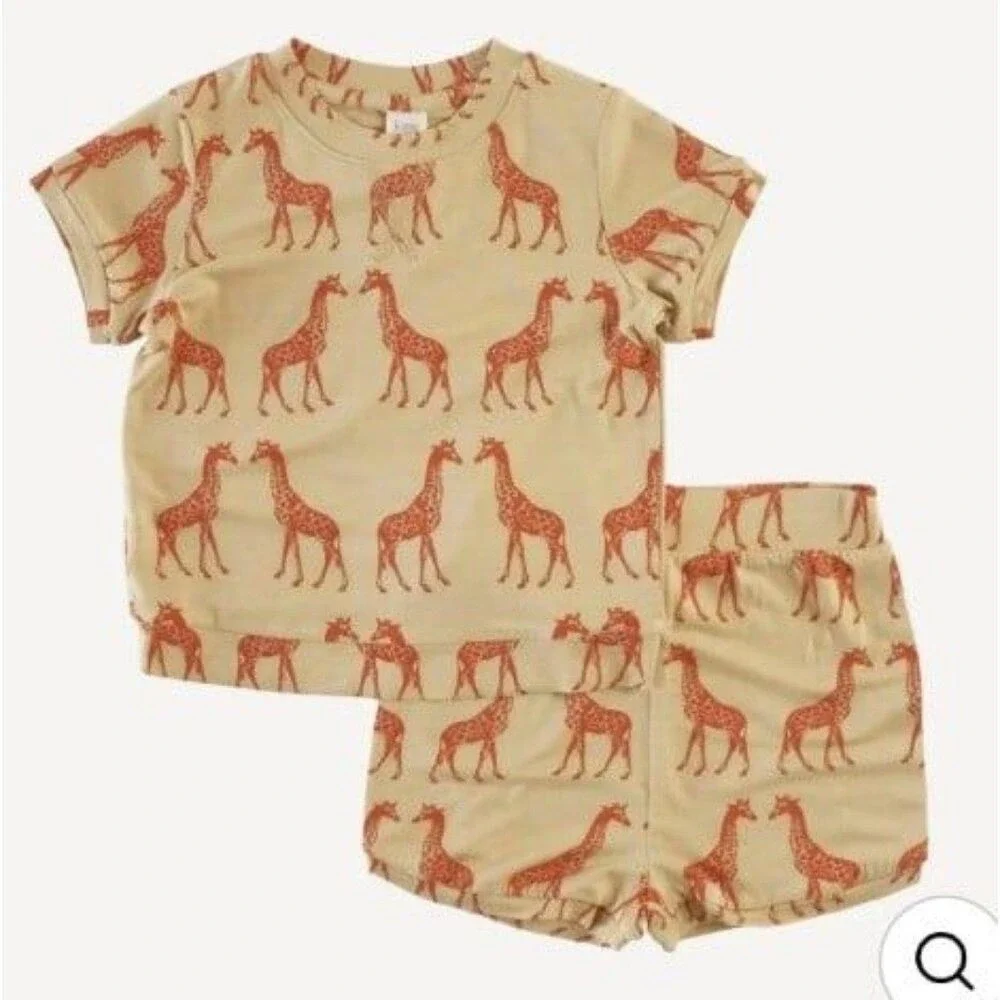 Kate Quinn‎ Spice Giraffe Retro Shortie Set Bamboo Kids 8Y NWT